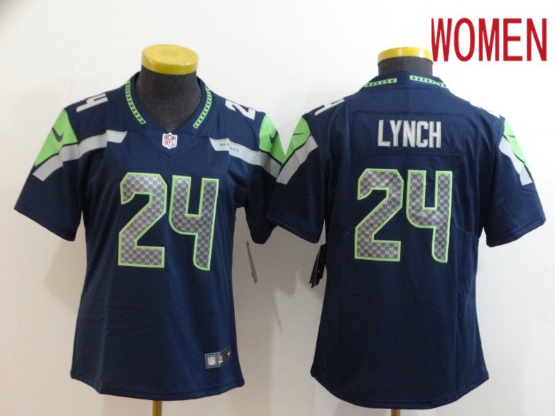 Women Seattle Seahawks 24 Lynch Blue Nike Vapor Untouchable Limited NFL Jersey